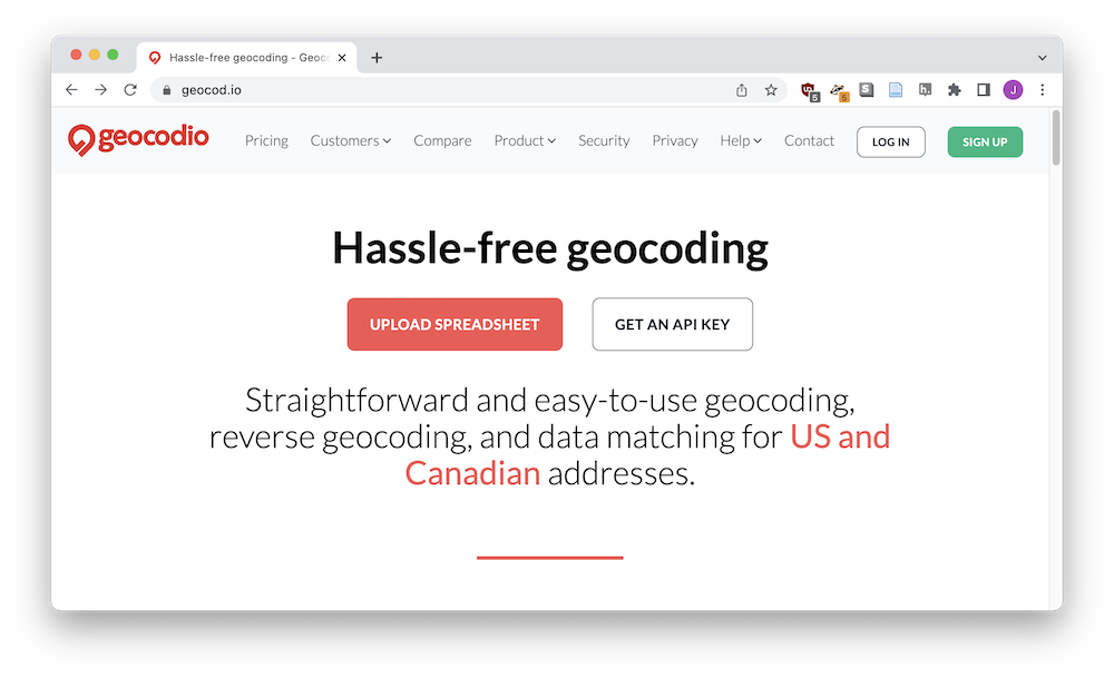 Geocodio homepage