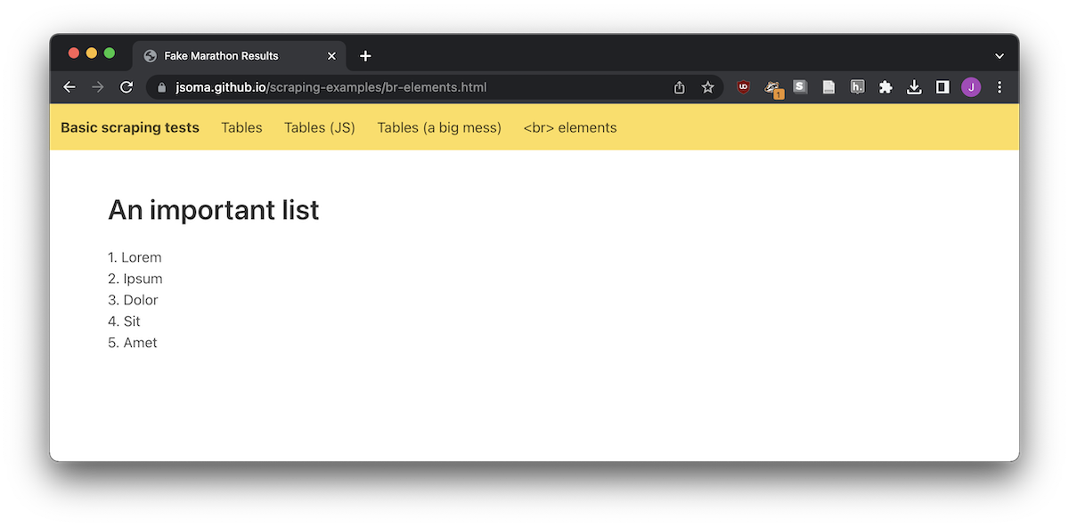 a list, maybe?